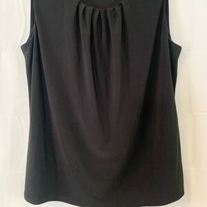 Roz & Ali Women’s Large Top Blouse Sleeveless Black Pleated Front Loose Fit